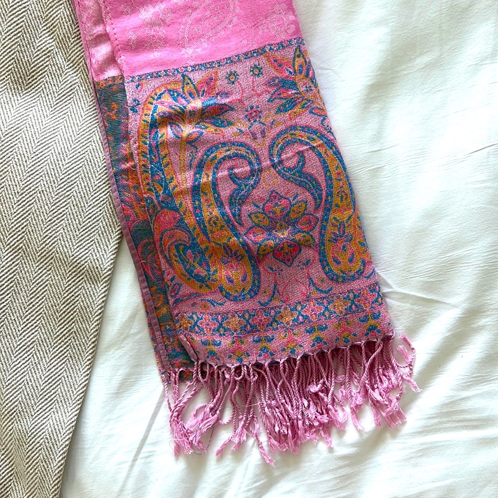 100% Cashmere Pink Scarf French